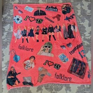 Taylor Swift Blanket "THE ERAS TOUR" Concert All Over Print Red Fleece Throw